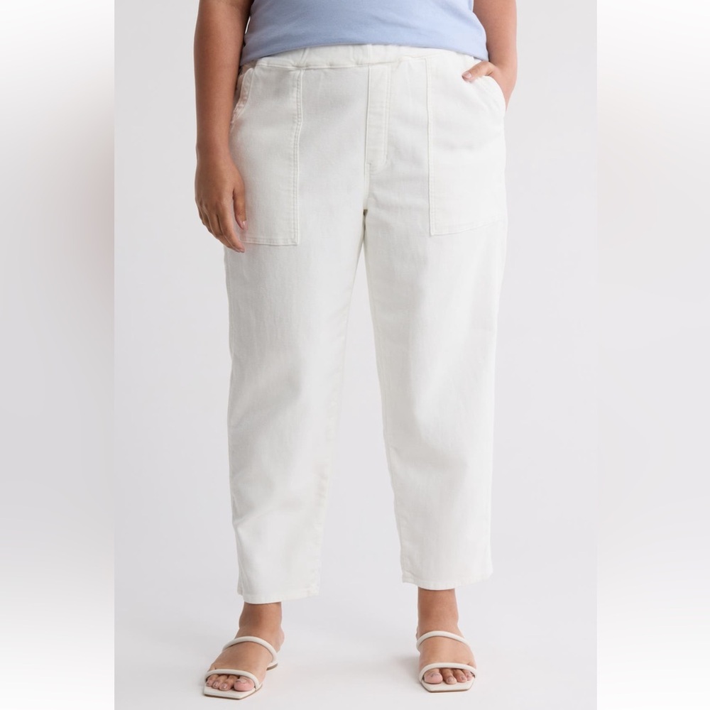 NWT Madewell Tapered-Leg Utility Pant | Pull-On, White, Cotton | Women’s Plus 1X - Picture 14 of 15